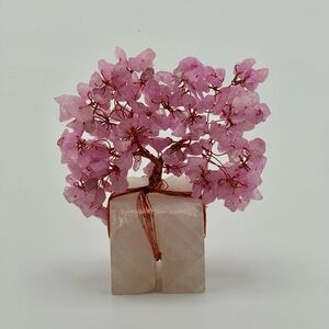Pink Crystal Gem Tree on Stone Base